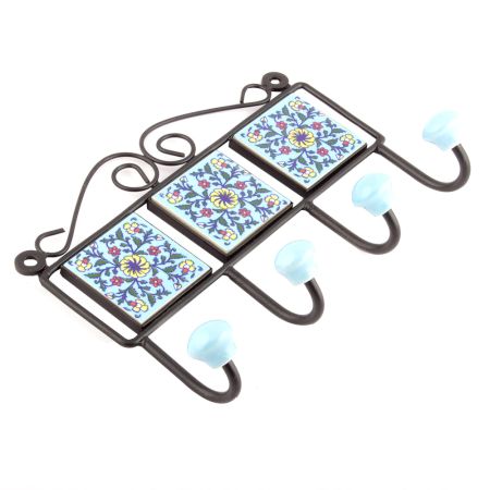 Turquoise And Yellow Wheel Flower Tiles Hoos